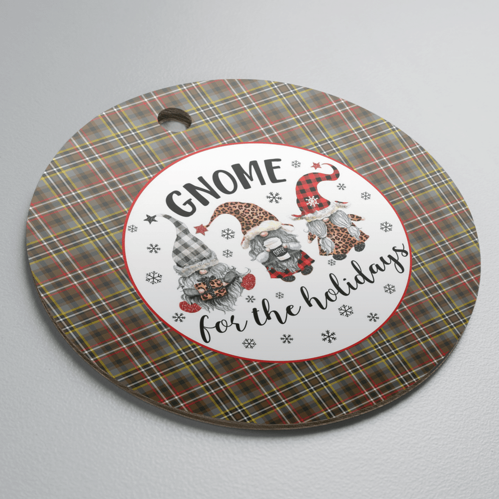 Clan Scott Green Weathered Tartan Tartan Crest Gnome Round Ceramic Ornament SG15 Scott Green Weathered Tartan Tartan Christmas   