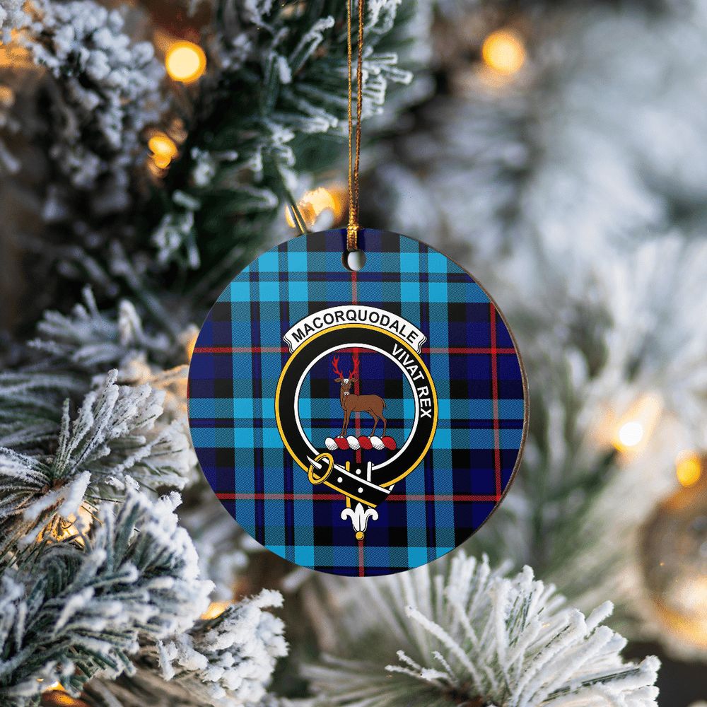 Clan MacCorquodale Tartan Crest Round Ceramic Ornament LY68 MacCorquodale Tartan Tartan Christmas   