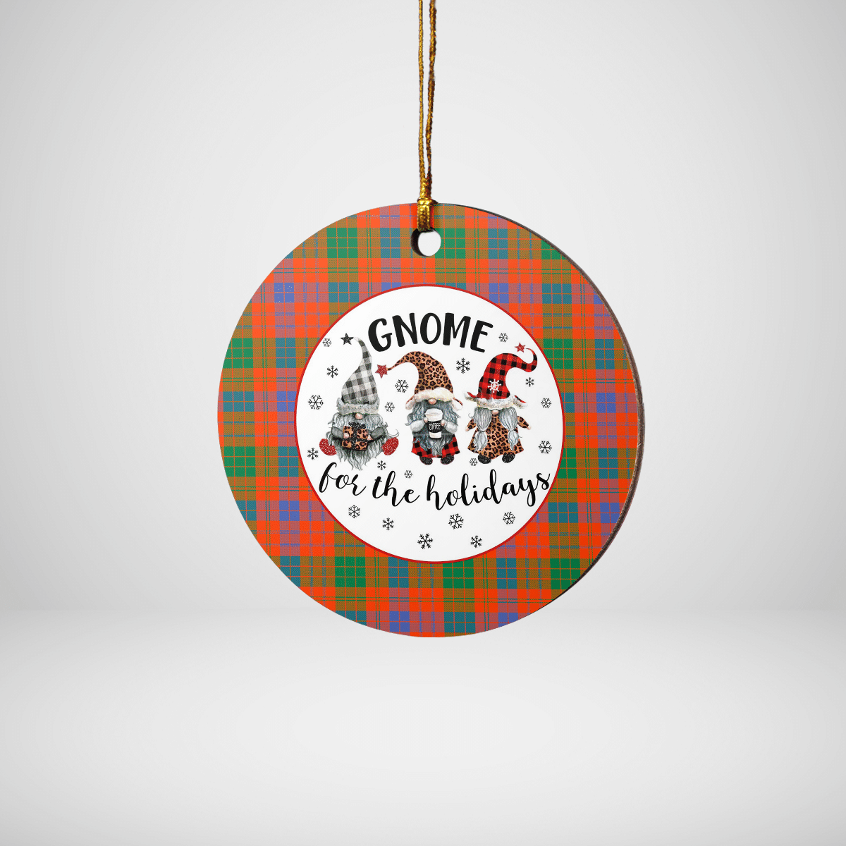 Clan Ross Ancient Tartan Tartan Crest Gnome Round Ceramic Ornament GV11 Ross Ancient Tartan Tartan Christmas   