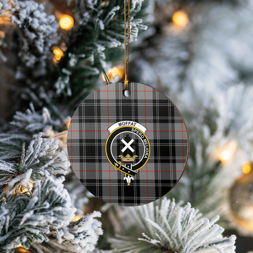 Clan Moffat Modern Tartan Crest Round Ceramic Ornament VX13 Moffat Modern Tartan Tartan Christmas   