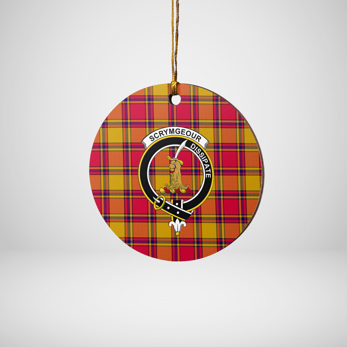 Clan Scrymgeour Tartan Crest Round Ceramic Ornament MG19 Scrymgeour Tartan Tartan Christmas   