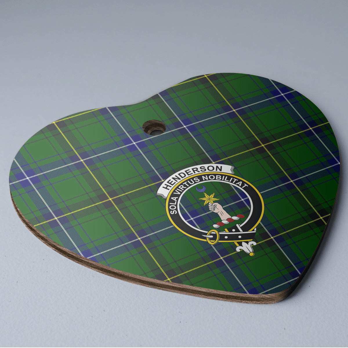 Clan Henderson Modern Tartan Crest Heart Ceramic Ornament PM84 Henderson Modern Tartan Tartan Christmas   