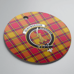 Clan Scrymgeour Tartan Crest Round Ceramic Ornament MG19 Scrymgeour Tartan Tartan Christmas   
