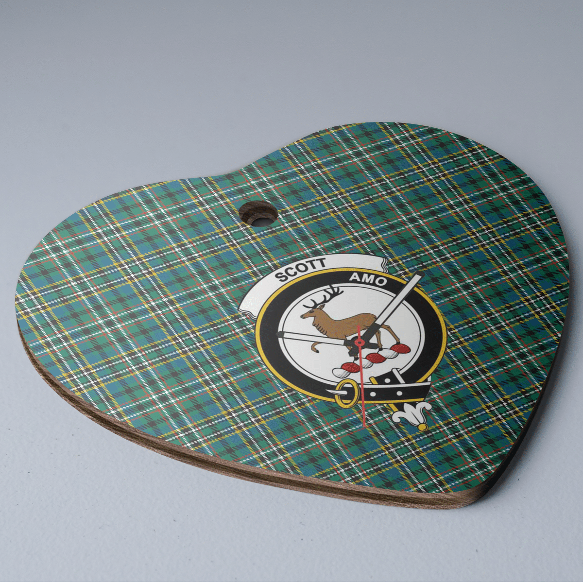 Clan Scott Green Ancient Tartan Crest Heart Ceramic Ornament FC24 Scott Green Ancient Tartan Tartan Christmas   