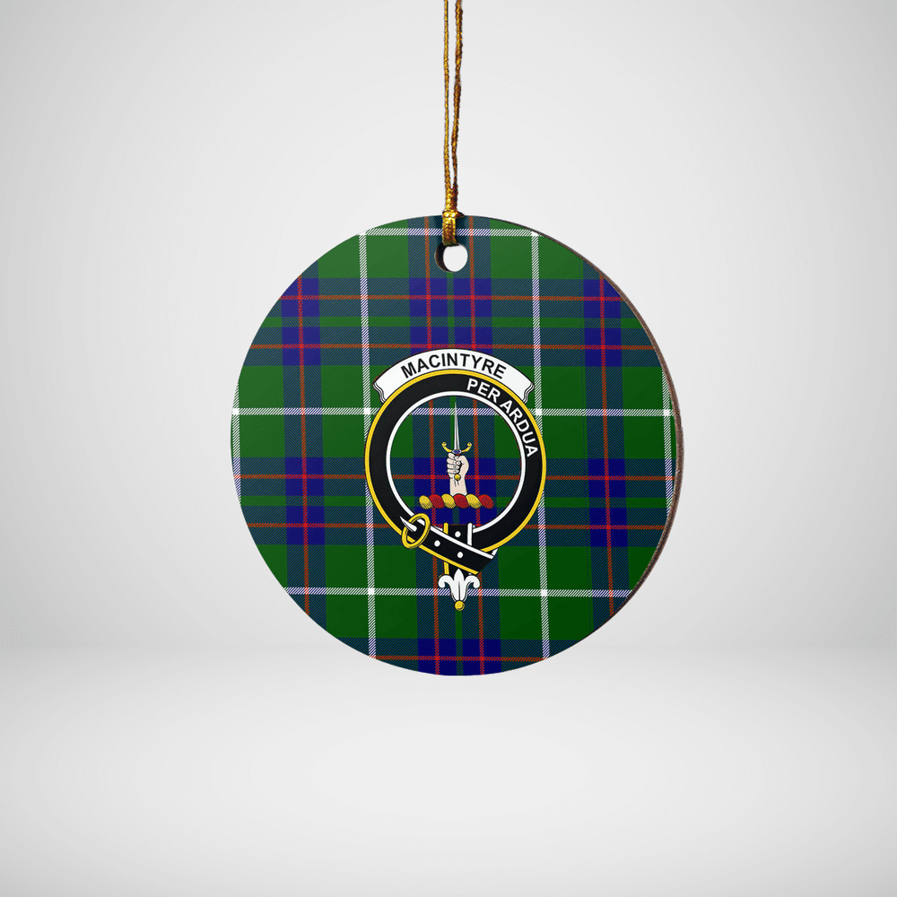 Clan MacIntyre Hunting Modern Tartan Crest Round Ceramic Ornament OF25 MacIntyre Hunting Modern Tartan Tartan Christmas   