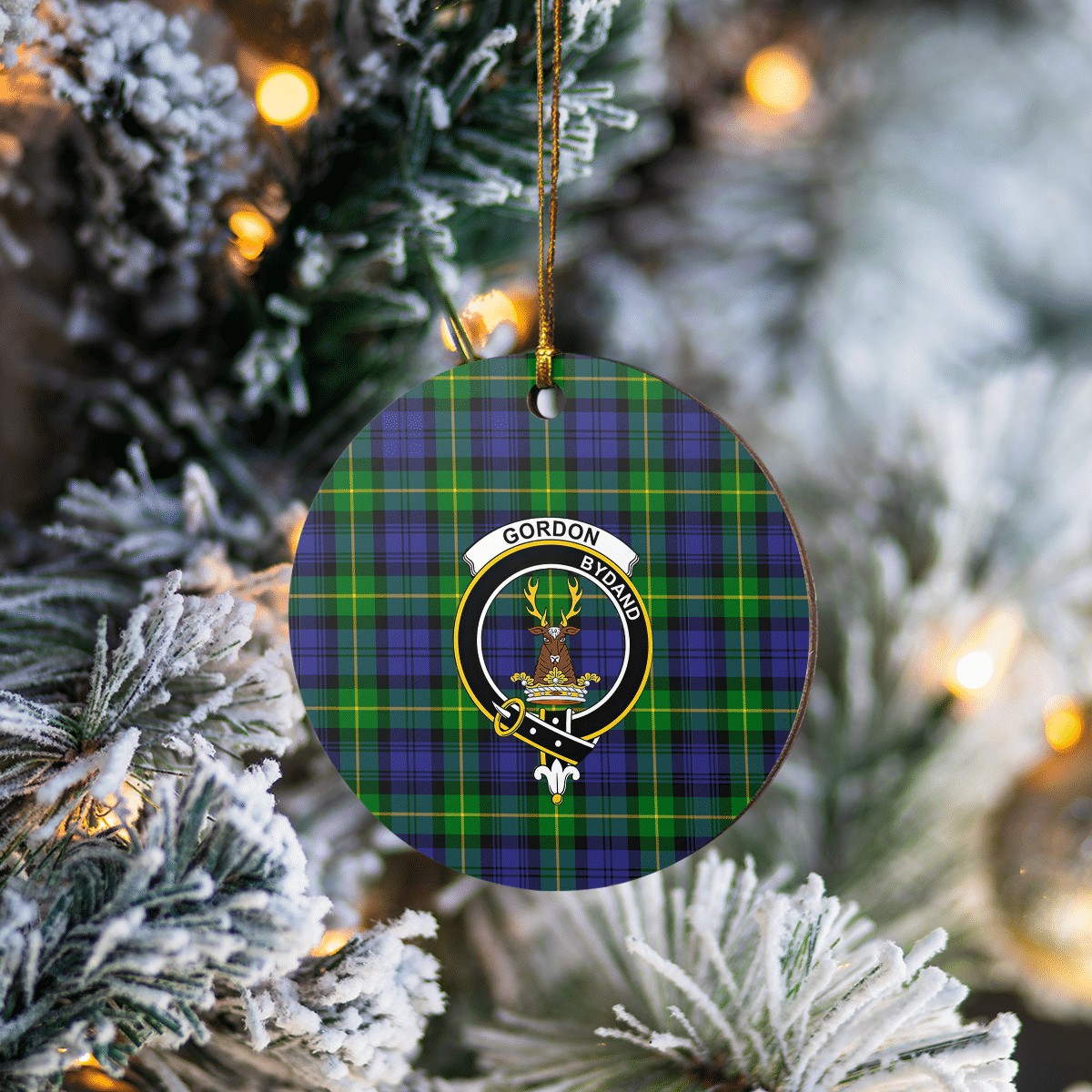 Clan Gordon Modern Tartan Crest Round Ceramic Ornament NI73 Gordon Modern Tartan Tartan Christmas   