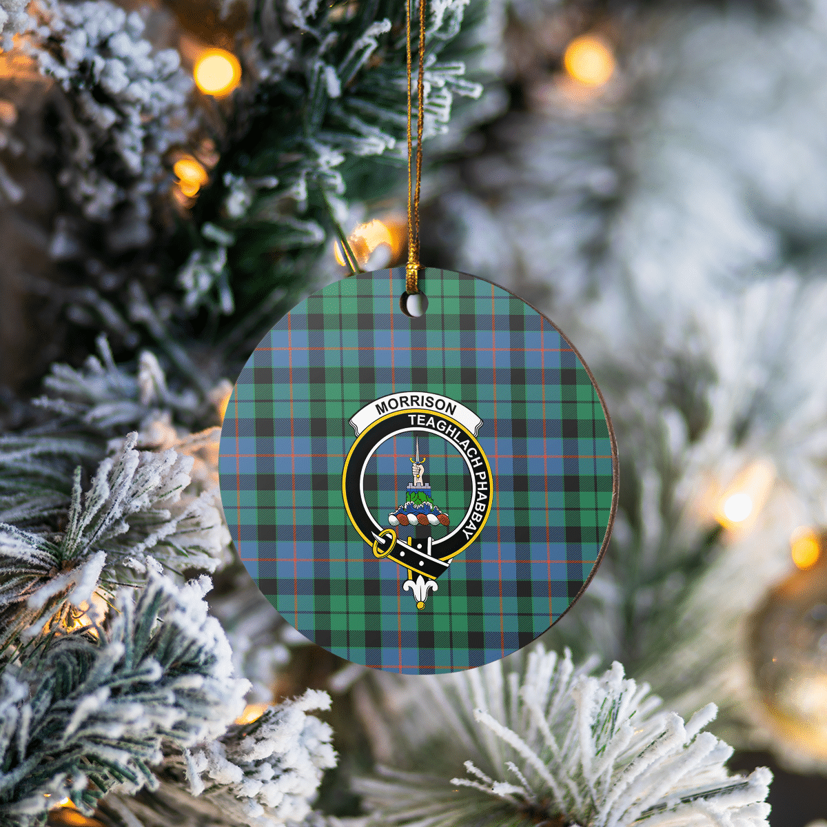 Clan Morrison Ancient Tartan Crest Round Ceramic Ornament WV82 Morrison Ancient Tartan Tartan Christmas   