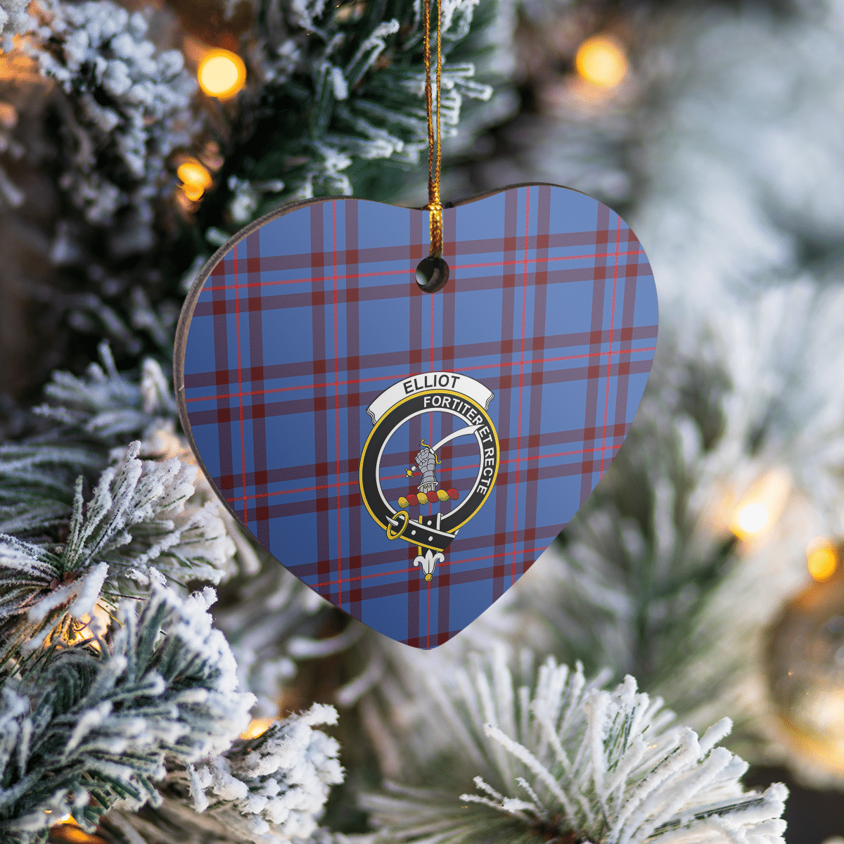 Clan Elliot Modern Tartan Crest Heart Ceramic Ornament CX10 Elliot Modern Tartan Tartan Christmas   