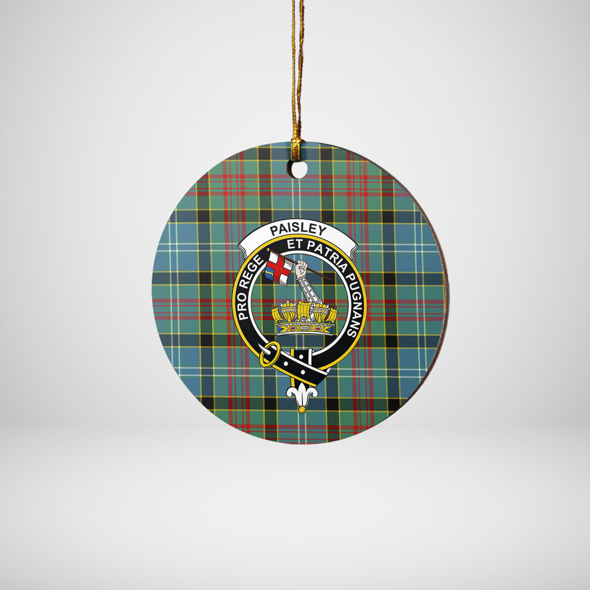 Clan Paisley District Tartan Crest Round Ceramic Ornament NX66 Paisley District Tartan Tartan Christmas   