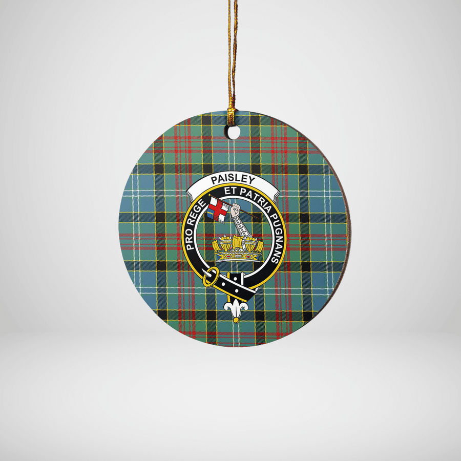 Clan Paisley District Tartan Crest Round Ceramic Ornament NX66 Paisley District Tartan Tartan Christmas   
