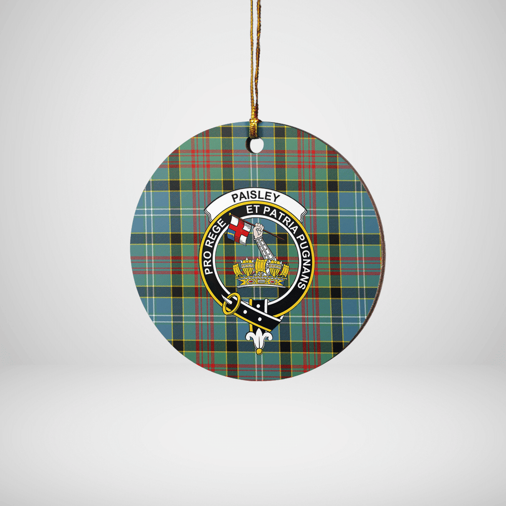 Clan Paisley District Tartan Crest Round Ceramic Ornament NX66 Paisley District Tartan Tartan Christmas   