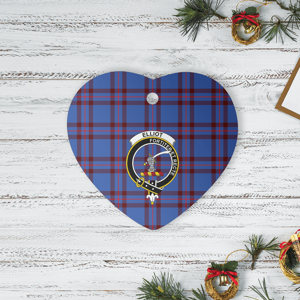 Clan Elliot Modern Tartan Crest Heart Ceramic Ornament CX10 Elliot Modern Tartan Tartan Christmas   
