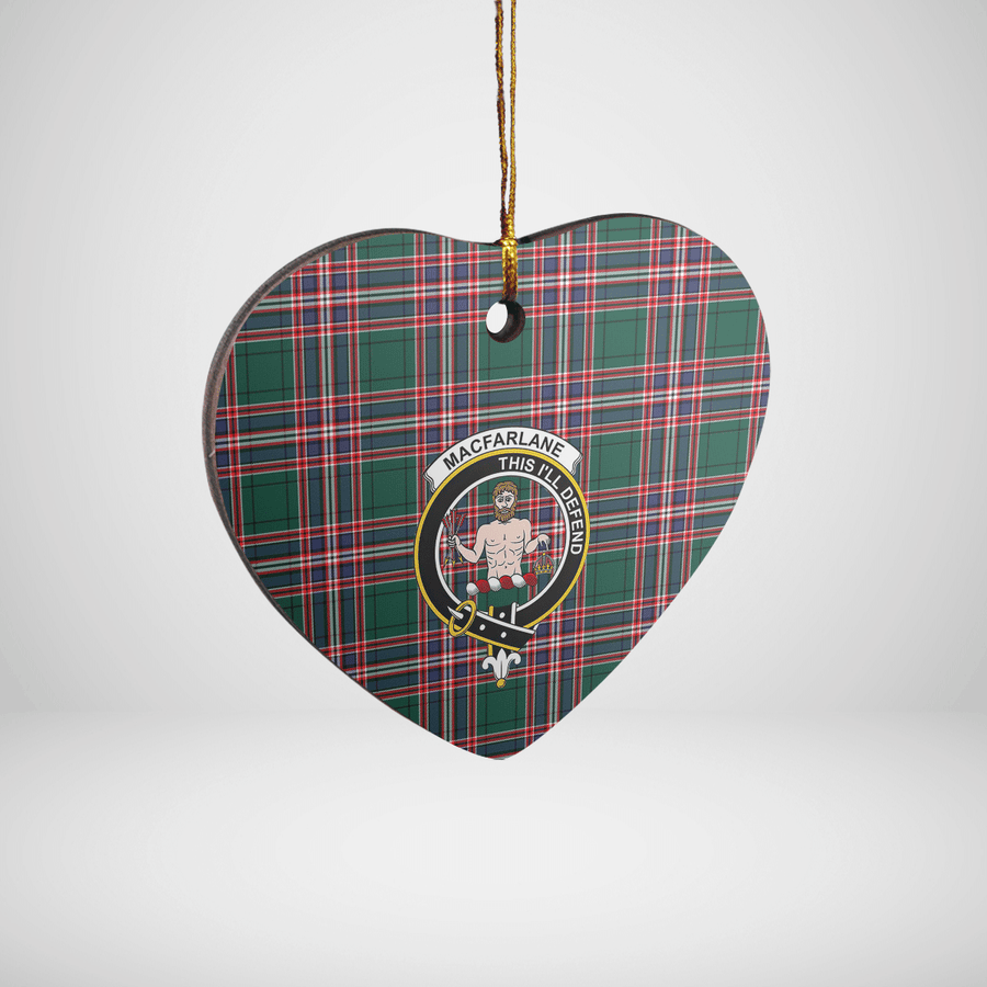 Clan MacFarlane Hunting Modern Tartan Crest Heart Ceramic Ornament KE98 MacFarlane Hunting Modern Tartan Tartan Christmas   