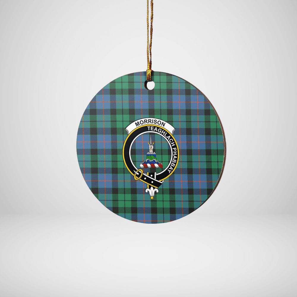 Clan Morrison Ancient Tartan Crest Round Ceramic Ornament WV82 Morrison Ancient Tartan Tartan Christmas   