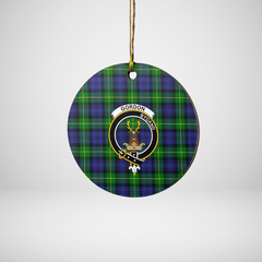 Clan Gordon Modern Tartan Crest Round Ceramic Ornament NI73 Gordon Modern Tartan Tartan Christmas   