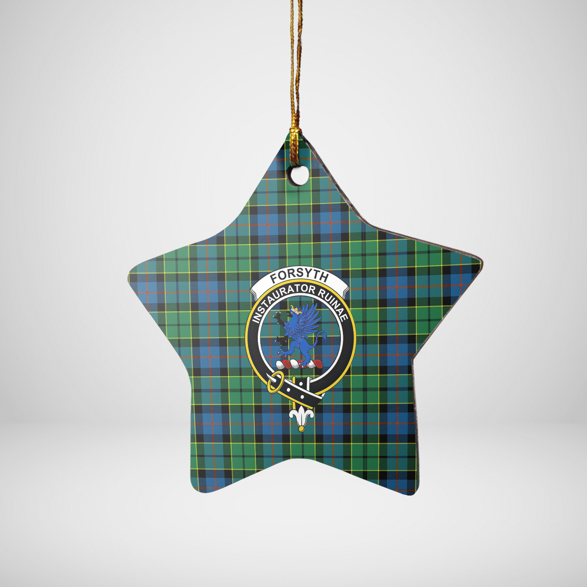Clan Forsyth Ancient Tartan Crest Star Ceramic Ornament NR28 Forsyth Ancient Tartan Tartan Christmas   