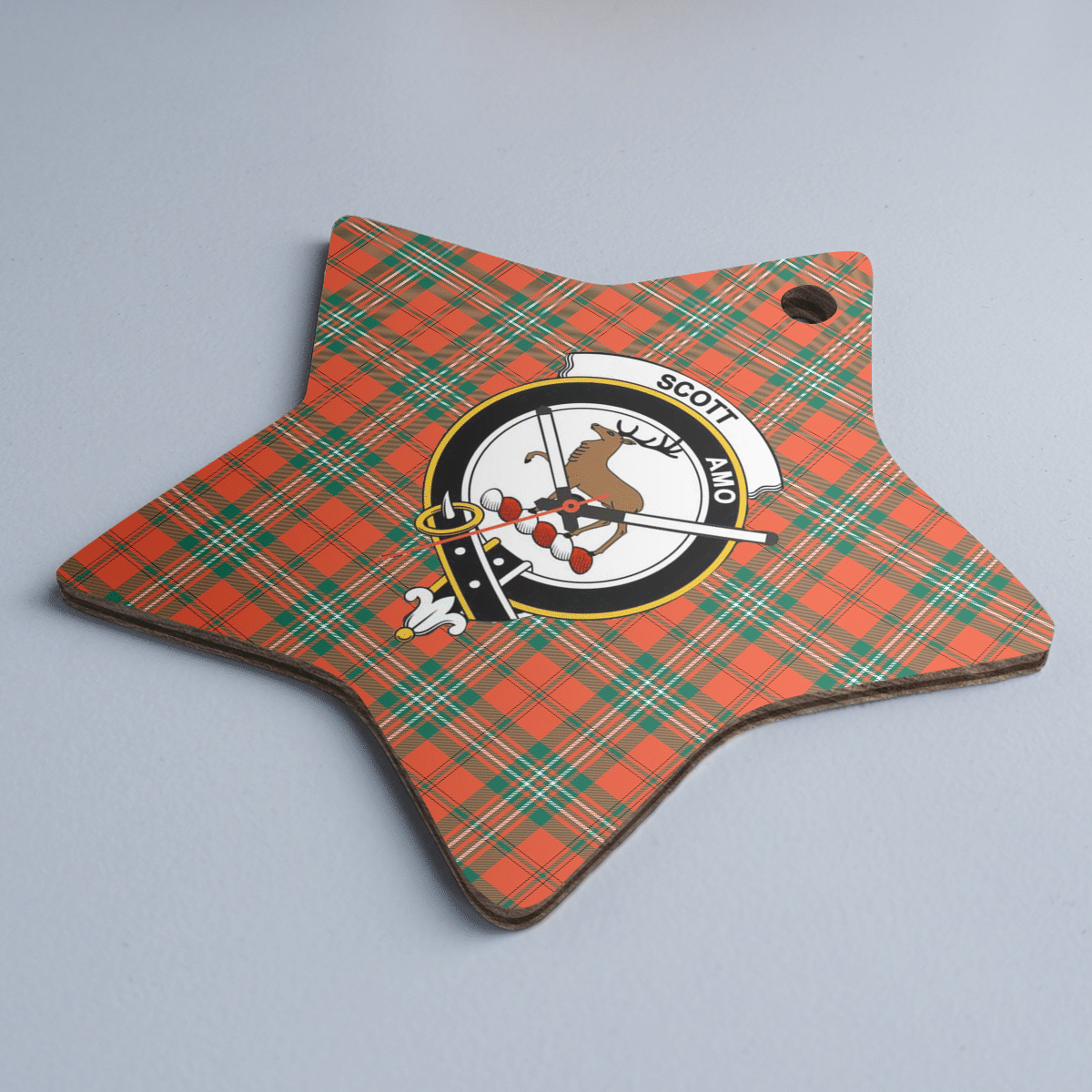 Clan Scott Ancient Tartan Crest Star Ceramic Ornament GK46 Scott Ancient Tartan Tartan Christmas   