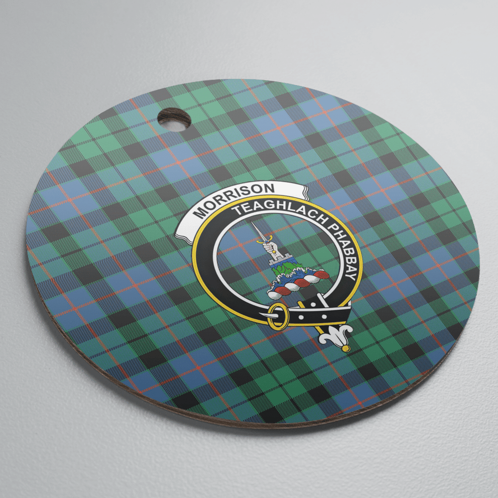 Clan Morrison Ancient Tartan Crest Round Ceramic Ornament WV82 Morrison Ancient Tartan Tartan Christmas   