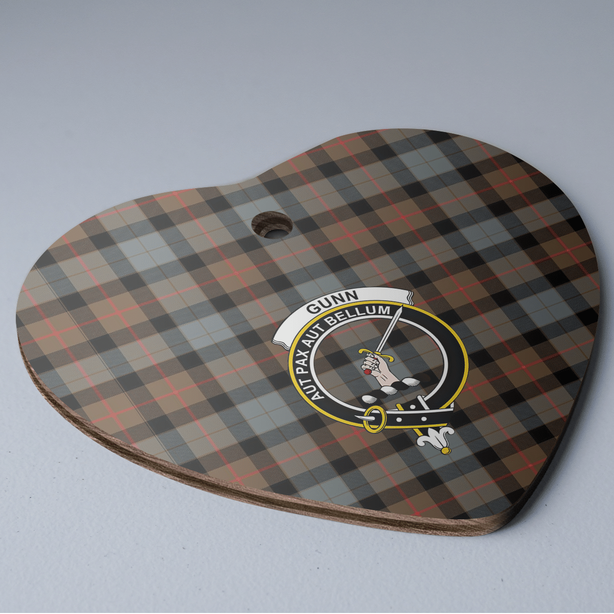 Clan Gunn Weathered Tartan Crest Heart Ceramic Ornament ZO43 Gunn Weathered Tartan Tartan Christmas   