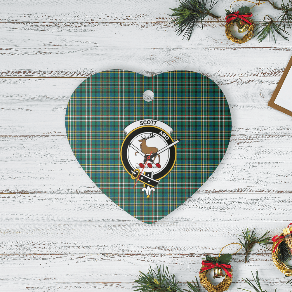 Clan Scott Green Ancient Tartan Crest Heart Ceramic Ornament FC24 Scott Green Ancient Tartan Tartan Christmas   