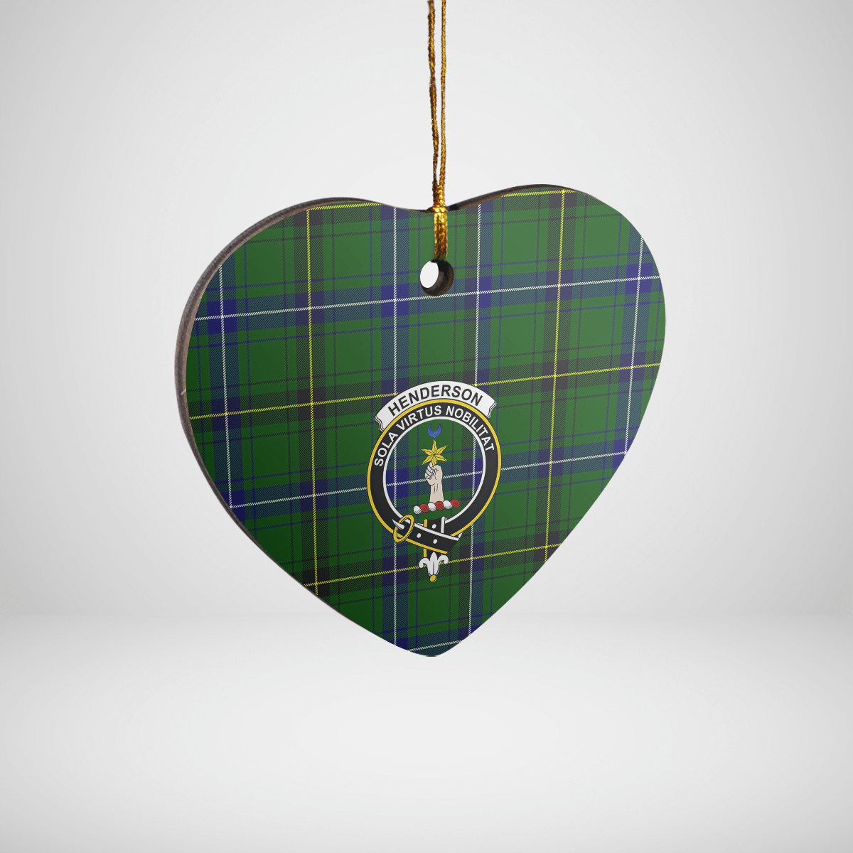 Clan Henderson Modern Tartan Crest Heart Ceramic Ornament PM84 Henderson Modern Tartan Tartan Christmas   
