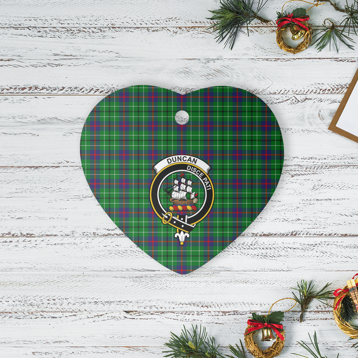 Clan Duncan Ancient Tartan Crest Heart Ceramic Ornament DM76 Duncan Ancient Tartan Tartan Christmas   
