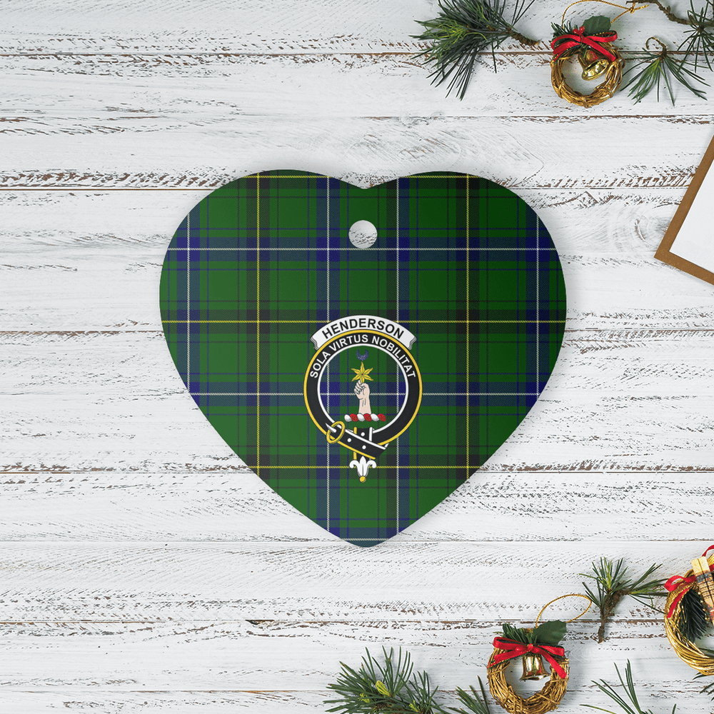 Clan Henderson Modern Tartan Crest Heart Ceramic Ornament PM84 Henderson Modern Tartan Tartan Christmas   