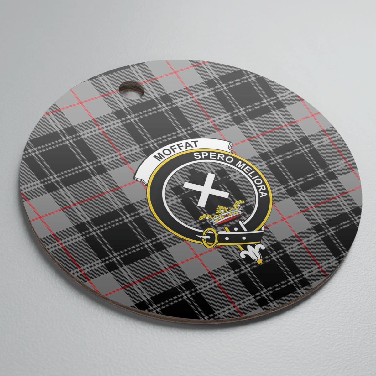 Clan Moffat Modern Tartan Crest Round Ceramic Ornament VX13 Moffat Modern Tartan Tartan Christmas   