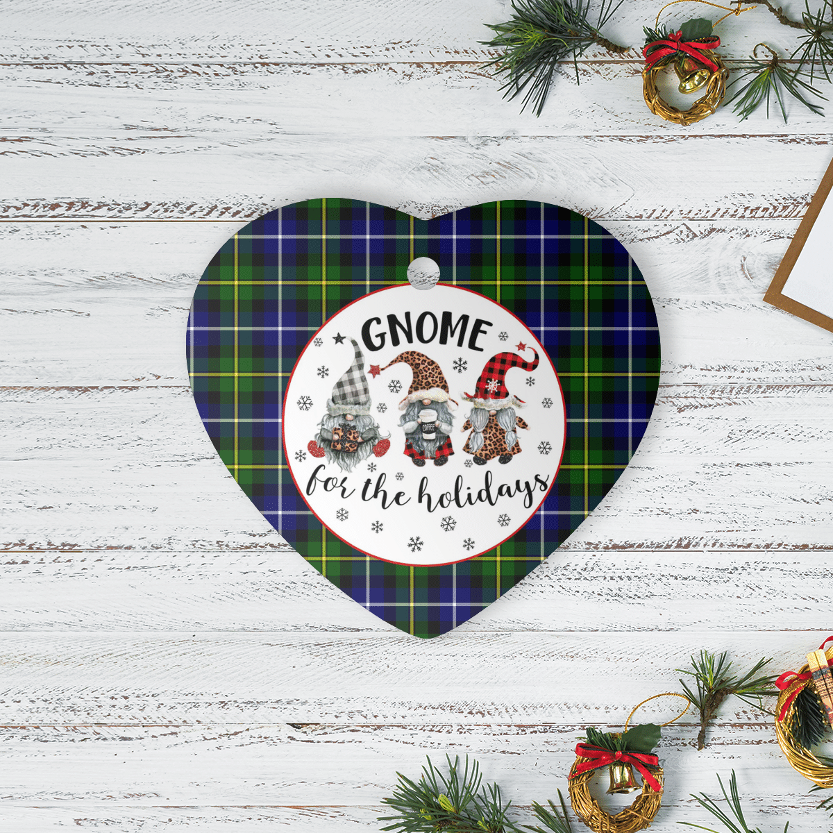 Clan MacNeil of Barra Modern Tartan Tartan Crest Gnome Heart Ceramic Ornament MY62 MacNeil of Barra Modern Tartan Tartan Christmas   