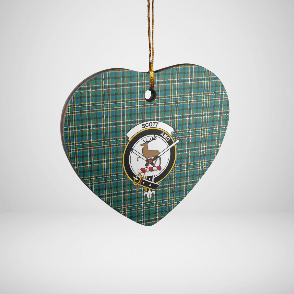 Clan Scott Green Ancient Tartan Crest Heart Ceramic Ornament FC24 Scott Green Ancient Tartan Tartan Christmas   