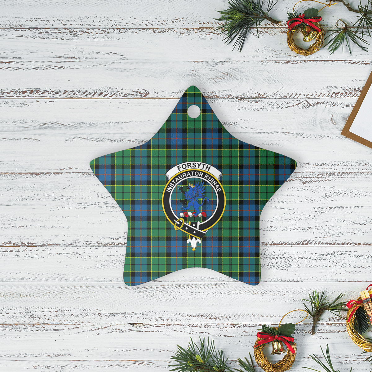 Clan Forsyth Ancient Tartan Crest Star Ceramic Ornament NR28 Forsyth Ancient Tartan Tartan Christmas   