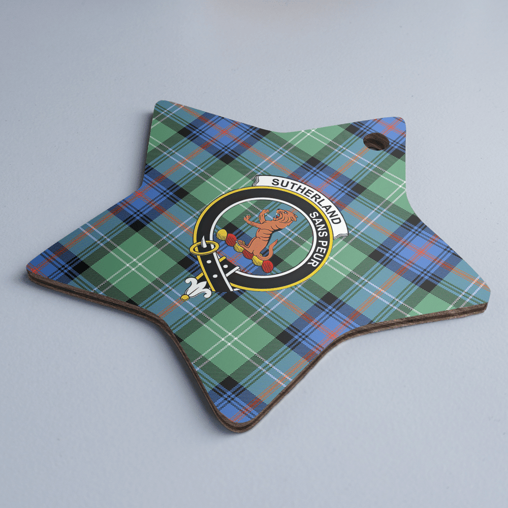 Clan Sutherland Old Ancient Tartan Crest Star Ceramic Ornament BC13 Sutherland Old Ancient Tartan Tartan Christmas   
