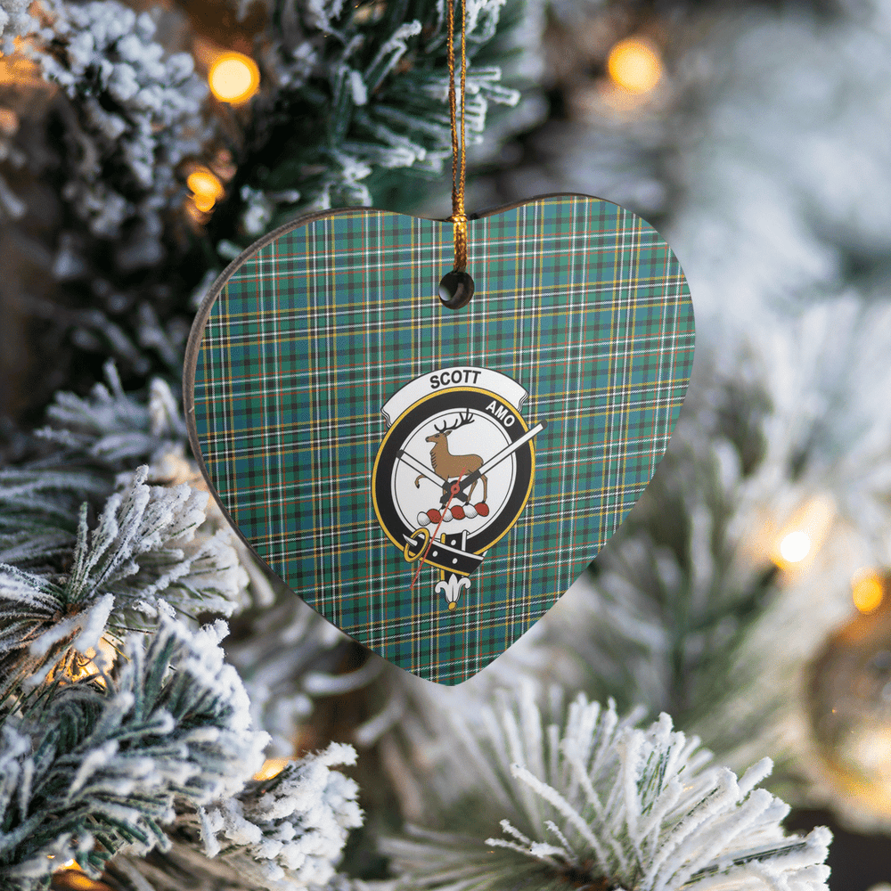 Clan Scott Green Ancient Tartan Crest Heart Ceramic Ornament FC24 Scott Green Ancient Tartan Tartan Christmas   