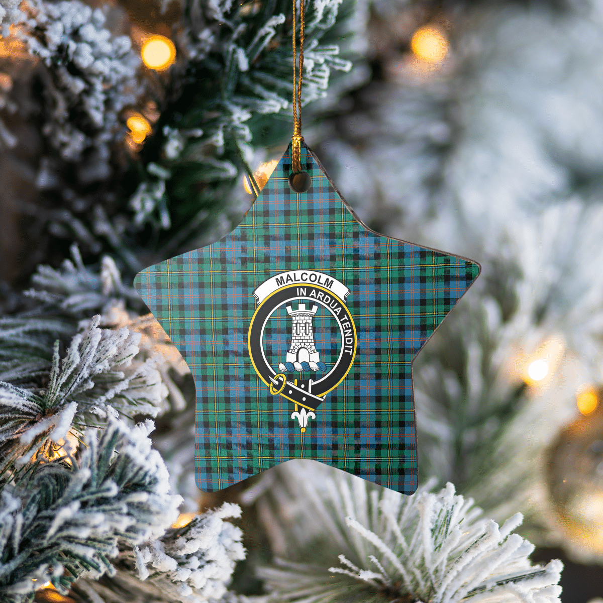 Clan Malcolm Ancient Tartan Crest Star Ceramic Ornament AC81 Malcolm Ancient Tartan Tartan Christmas   