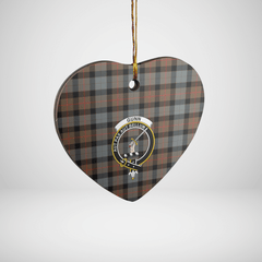 Clan Gunn Weathered Tartan Crest Heart Ceramic Ornament ZO43 Gunn Weathered Tartan Tartan Christmas   