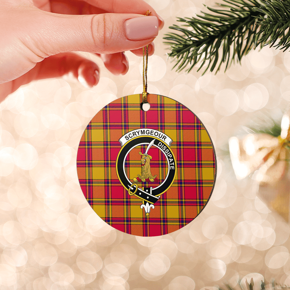 Clan Scrymgeour Tartan Crest Round Ceramic Ornament MG19 Scrymgeour Tartan Tartan Christmas   