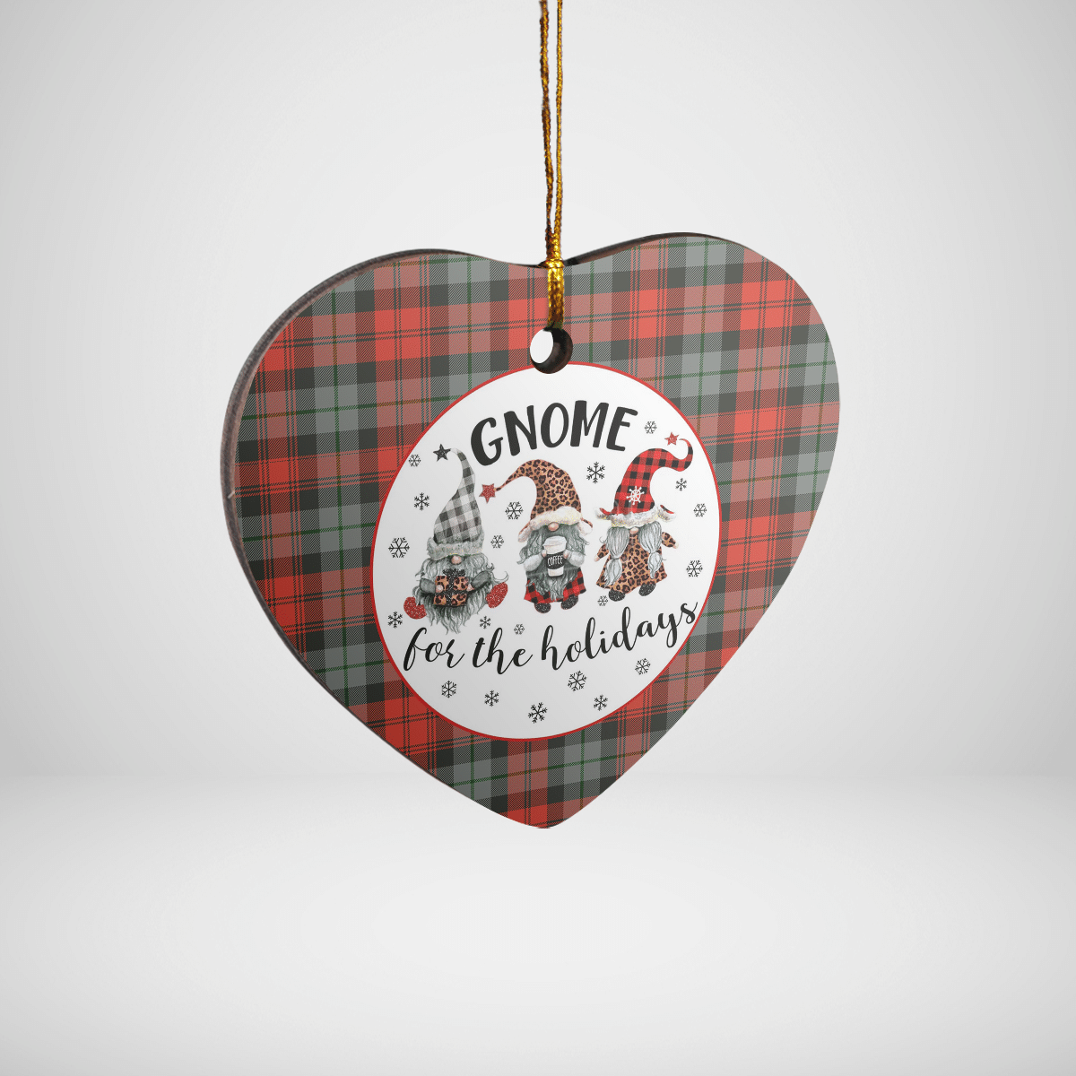 Clan MacLachlan Weathered Tartan Tartan Crest Gnome Heart Ceramic Ornament SC15 MacLachlan Weathered Tartan Tartan Christmas   