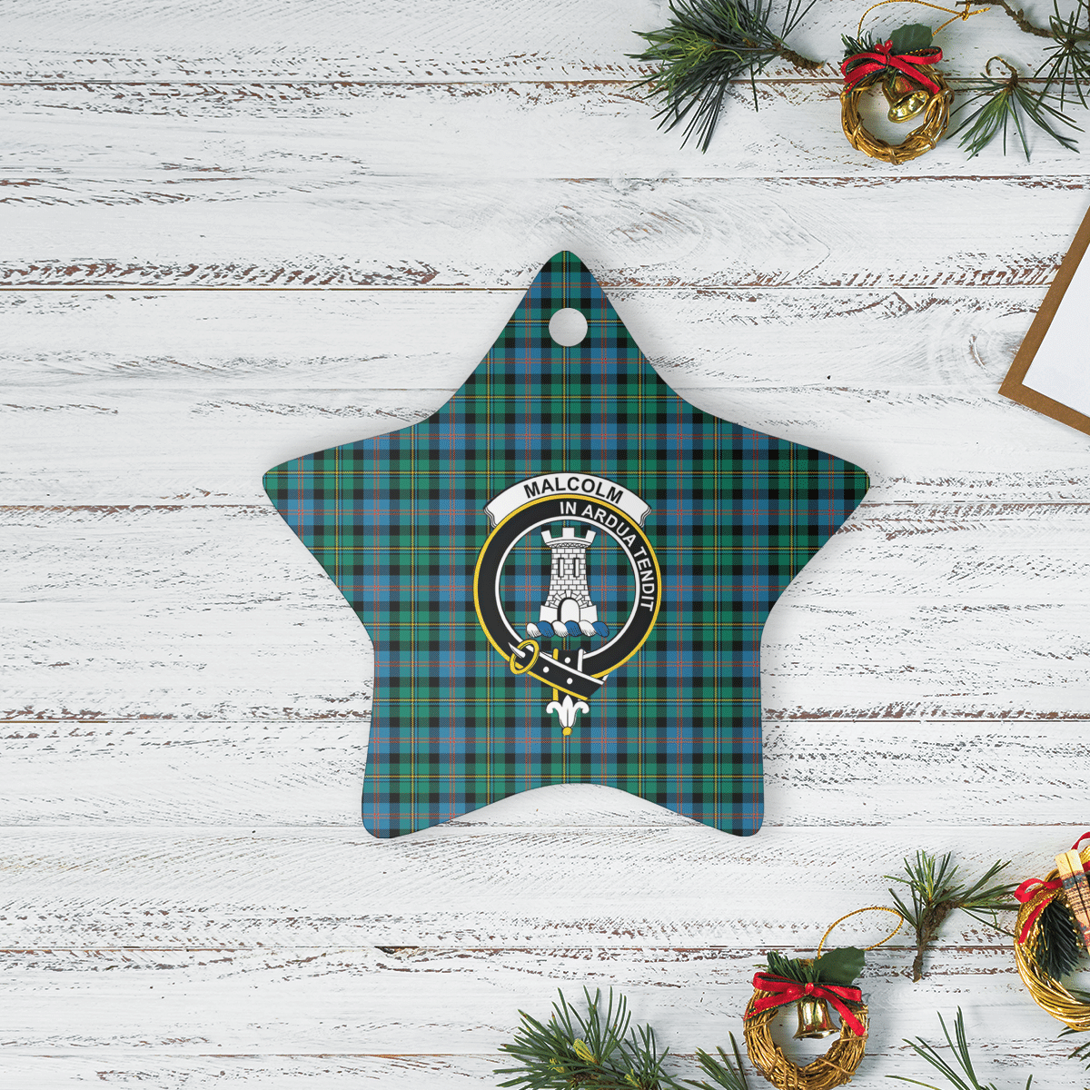 Clan Malcolm Ancient Tartan Crest Star Ceramic Ornament AC81 Malcolm Ancient Tartan Tartan Christmas   