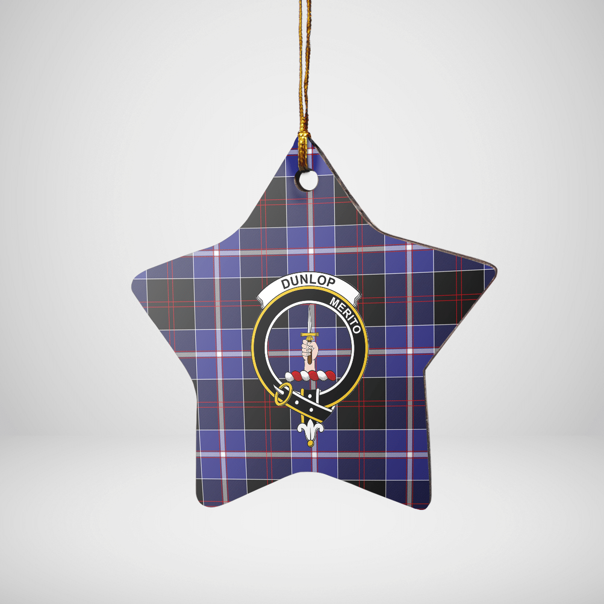 Clan Dunlop Modern Tartan Crest Star Ceramic Ornament KK31 Dunlop Modern Tartan Tartan Christmas   