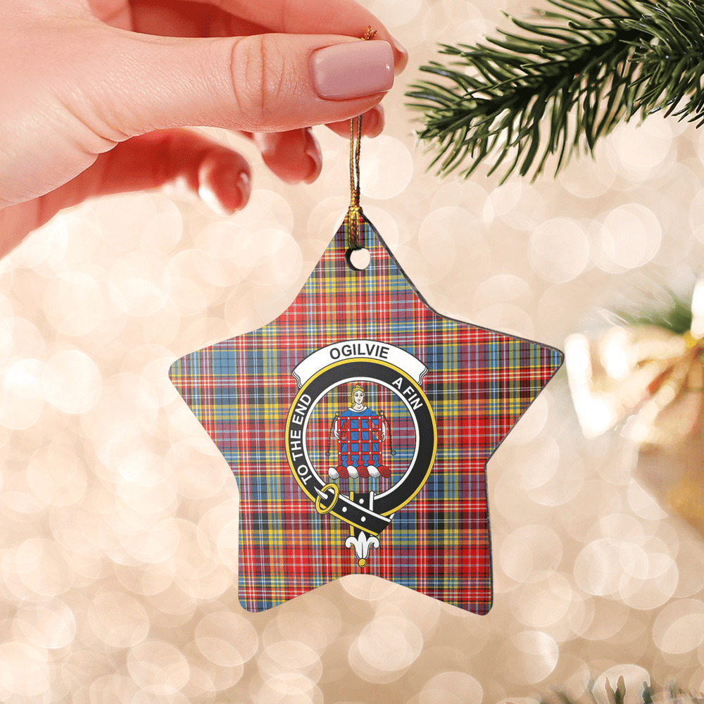 Clan Ogilvie of Airlie Ancient Tartan Crest Star Ceramic Ornament GK81 Ogilvie of Airlie Ancient Tartan Tartan Christmas   