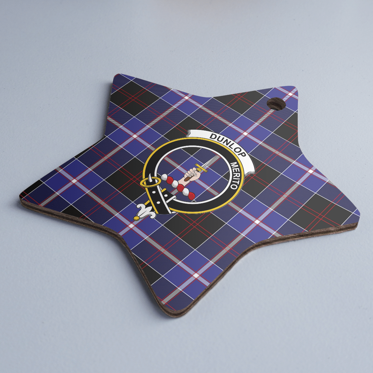 Clan Dunlop Modern Tartan Crest Star Ceramic Ornament KK31 Dunlop Modern Tartan Tartan Christmas   