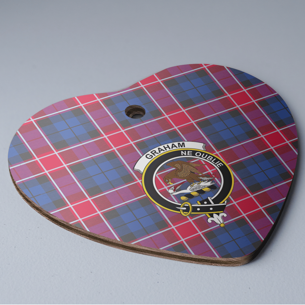Clan Graham of Menteith Red Tartan Crest Heart Ceramic Ornament EX45 Graham of Menteith Red Tartan Tartan Christmas   