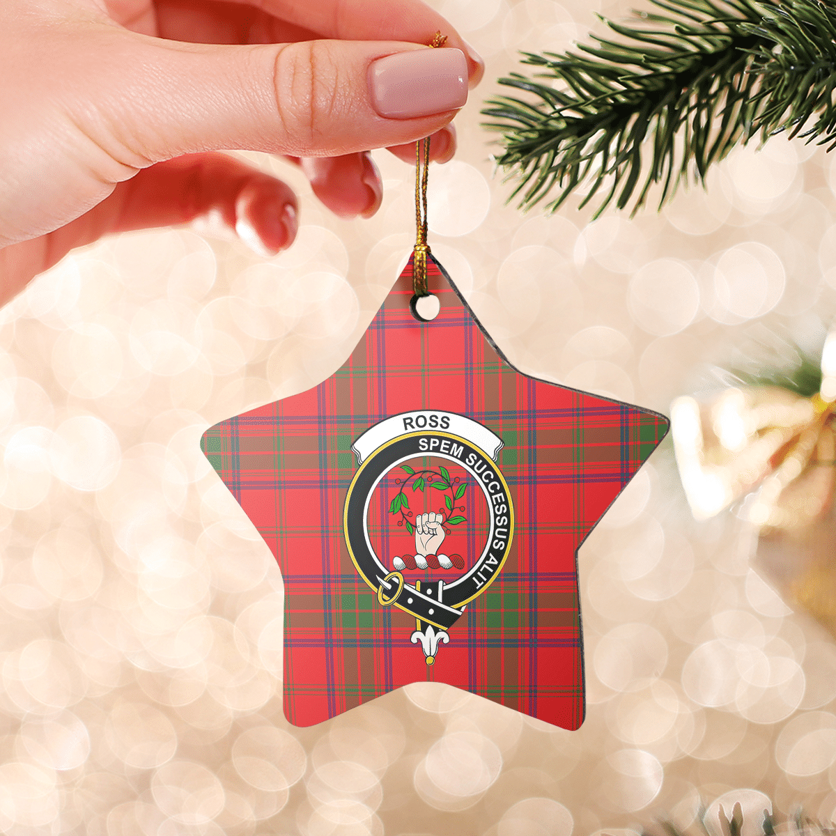 Clan Ross Modern Tartan Crest Star Ceramic Ornament GB39 Ross Modern Tartan Tartan Christmas   
