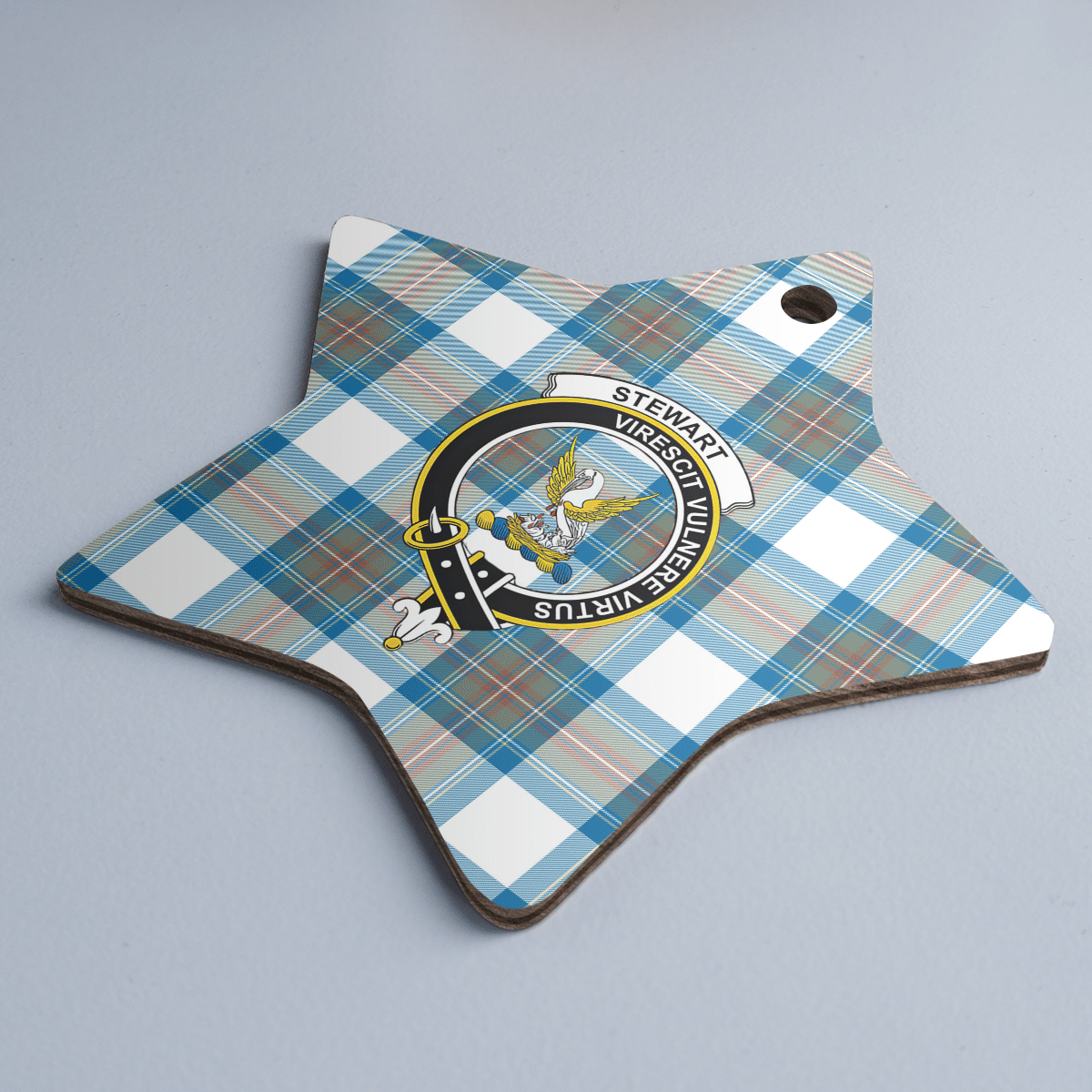 Clan Stewart Muted Blue Tartan Crest Star Ceramic Ornament RG92 Stewart Muted Blue Tartan Tartan Christmas   