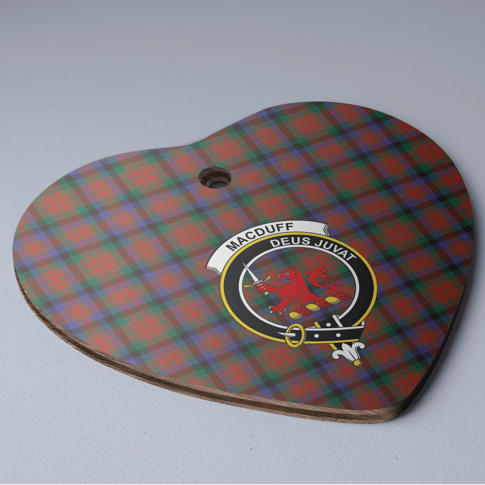 Clan MacDuff Hunting Modern Tartan Crest Heart Ceramic Ornament ZO48 MacDuff Hunting Modern Tartan Tartan Christmas   