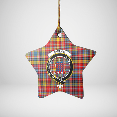 Clan Ogilvie of Airlie Ancient Tartan Crest Star Ceramic Ornament GK81