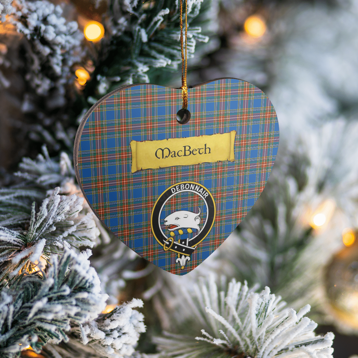 Clan MacBeth Ancient Tartan Crest Heart Ceramic Ornament OQ57 MacBeth Ancient Tartan Tartan Christmas   