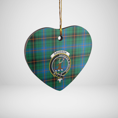 Clan Davidson Ancient Tartan Crest Heart Ceramic Ornament UV96