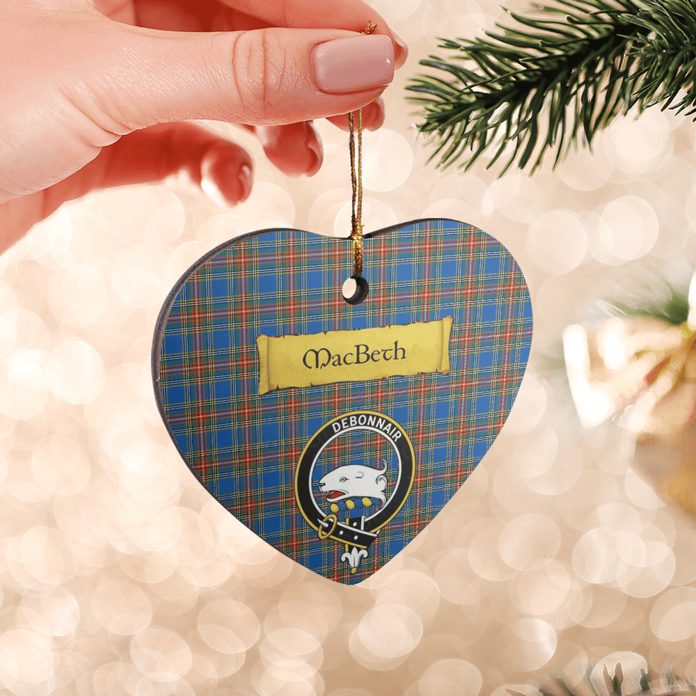 Clan MacBeth Ancient Tartan Crest Heart Ceramic Ornament OQ57 MacBeth Ancient Tartan Tartan Christmas   
