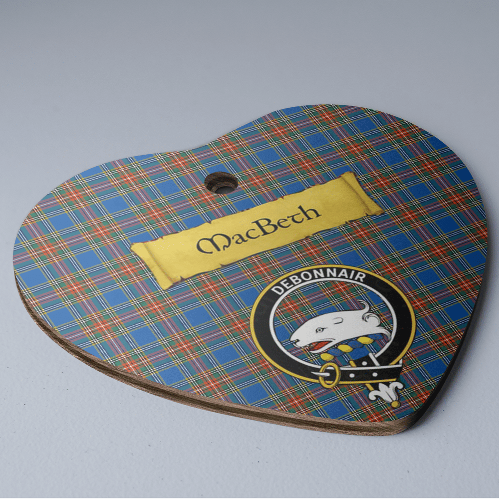 Clan MacBeth Ancient Tartan Crest Heart Ceramic Ornament OQ57 MacBeth Ancient Tartan Tartan Christmas   